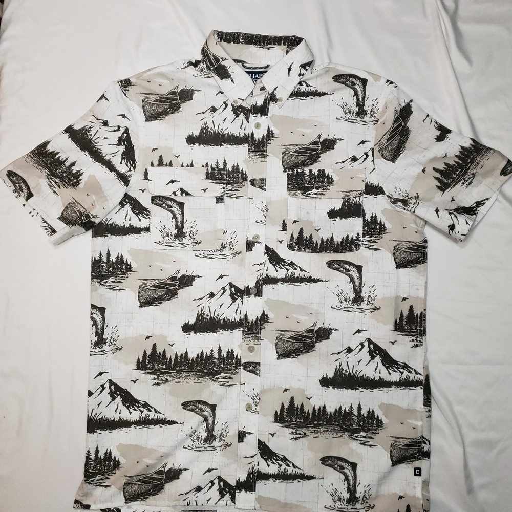Chaps Performance Button Up Shirt UPF 50 Easy-Dry Wicking
